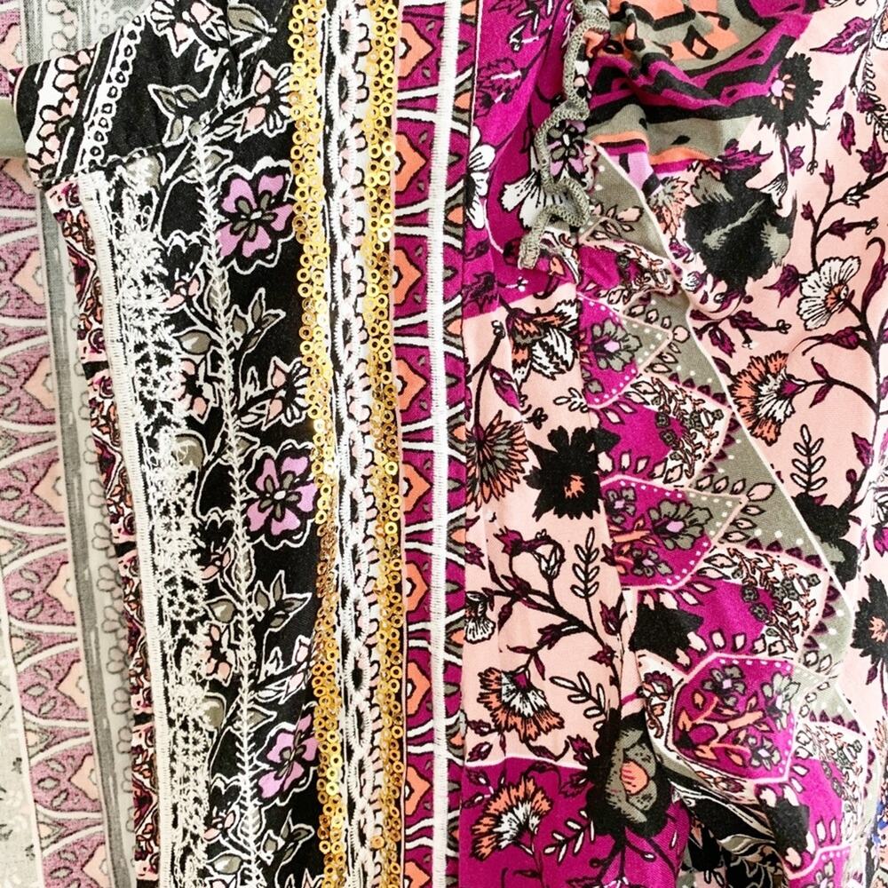 Wonderly Multicolor Patchwork Boho Open Front Car… - image 6